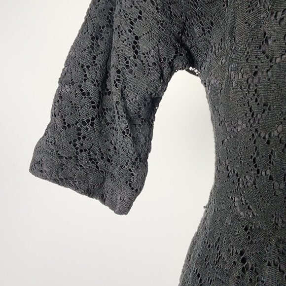 Vintage Wendy Lane Black Lace Long Sleeve Sheath Dress Size M - Picture 4 of 12
